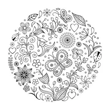 Hand drawn floral pattern Stock Illustration