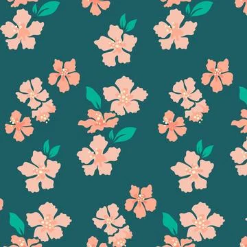 Hand drawn floral pattern in peach tones Stock Illustration
