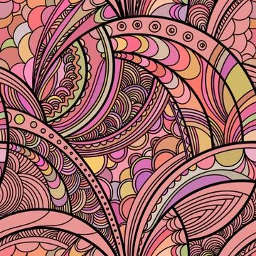 Hand drawn floral pattern. Repeating texture boho style. Colorful vector seam Stock Illustration