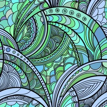 Hand drawn floral pattern. Repeating texture boho style. Colorful vector seam Stock Illustration