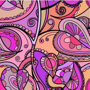 Hand drawn floral pattern. Repeating texture boho style. Colorful vector seam Stock Illustration