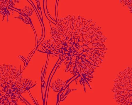 Hand drawn floral pattern vector design. Flower drawing simple ornament. イラスト素材