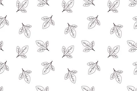 Hand drawn floral pattern vector design. Simple ornament with plant and leaf. Stock Illustration