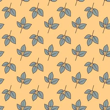 Hand drawn floral pattern vector design. Simple ornament with plant and leaf. Stock Illustration