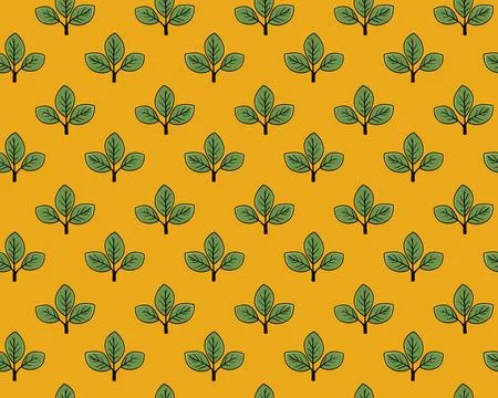 Hand drawn floral pattern vector design. Simple ornament with plant and leaf. Stock Illustration