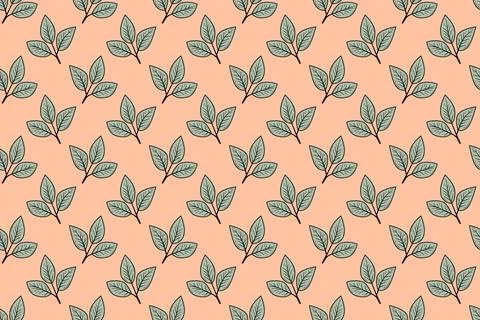 Hand drawn floral pattern vector design. Simple ornament with plant and leaf. Illustrazione stock