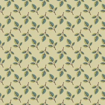 Hand drawn floral pattern vector design. Simple ornament with plant and leaf. イラスト素材