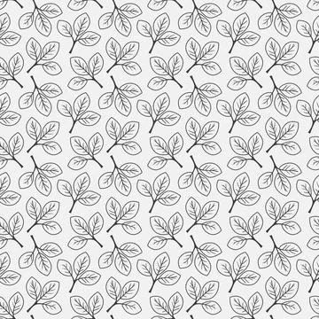 Hand drawn floral pattern vector design. Simple ornament with plant and leaf. Illustrazione stock