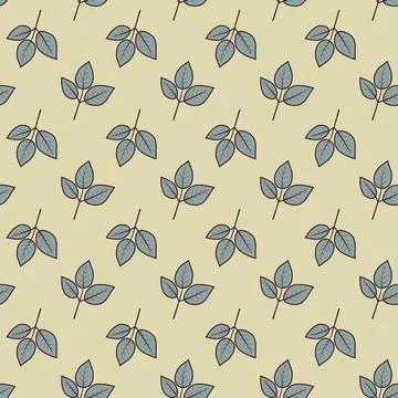 Hand drawn floral pattern vector design. Simple ornament with plant and leaf. Illustrazione stock