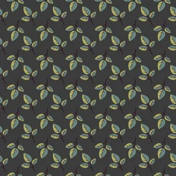 Hand drawn floral pattern vector design. Simple ornament with plant and leaf. Stock Illustration