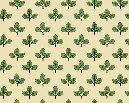 Hand drawn floral pattern vector design. Simple ornament with plant and leaf. Illustrazione stock