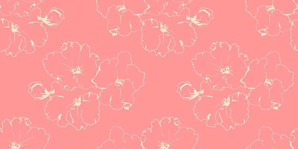Hand drawn floral pattern vector design. Flower drawing simple ornament. Stock Illustration