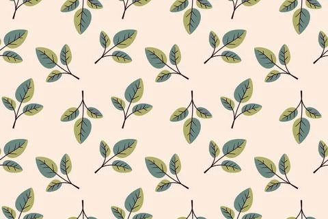 Hand drawn floral pattern vector design. Simple ornament with plant and leaf. Illustrazione stock