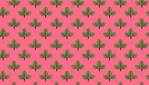 Hand drawn floral pattern vector design. Simple ornament with plant and leaf. Stock Illustration