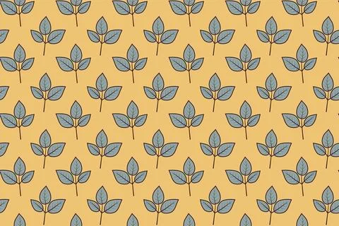 Hand drawn floral pattern vector design. Simple ornament with plant and leaf. Stock Illustration