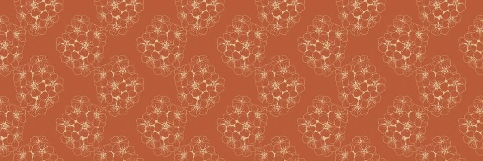 Hand drawn floral pattern vector design. Flower drawing simple ornament. イラスト素材