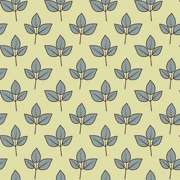 Hand drawn floral pattern vector design. Simple ornament with plant and leaf. Illustrazione stock