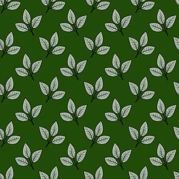 Hand drawn floral pattern vector design. Simple ornament with plant and leaf. Stock Illustration