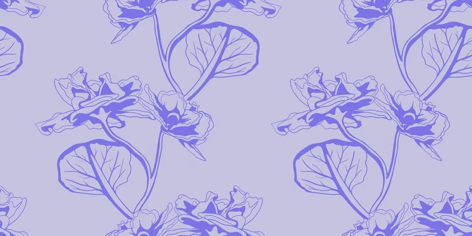 Hand drawn floral pattern vector design. Flower drawing simple ornament. Stock Illustration