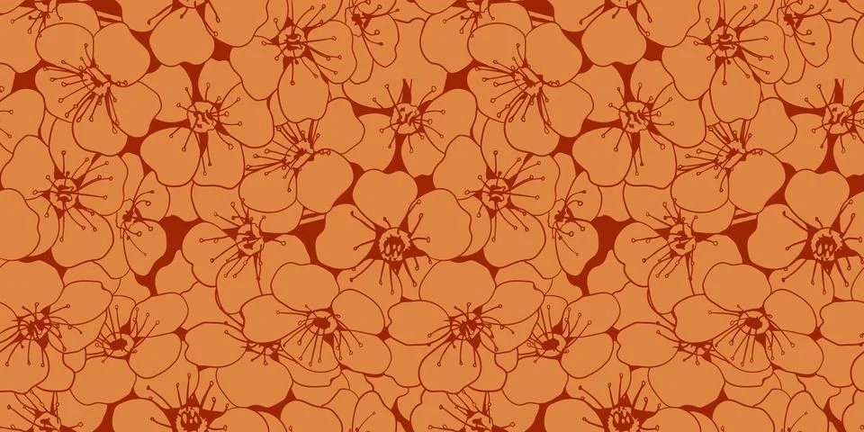 Hand drawn floral pattern vector design. Flower drawing simple ornament. Illustrazione stock