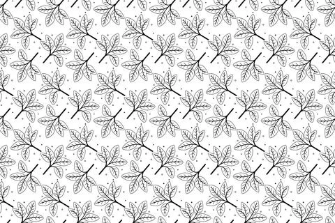 Hand drawn floral pattern vector design. Simple ornament with plant and leaf. Illustrazione stock