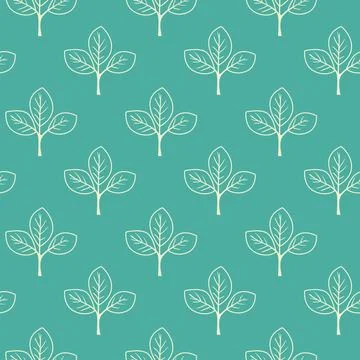 Hand drawn floral pattern vector design. Simple ornament with plant and leaf. Illustrazione stock