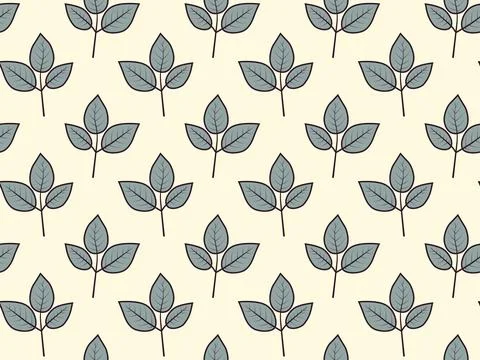 Hand drawn floral pattern vector design. Simple ornament with plant and leaf. Stock Illustration