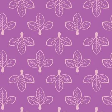 Hand drawn floral pattern vector design. Simple ornament with plant and leaf. Stock Illustration