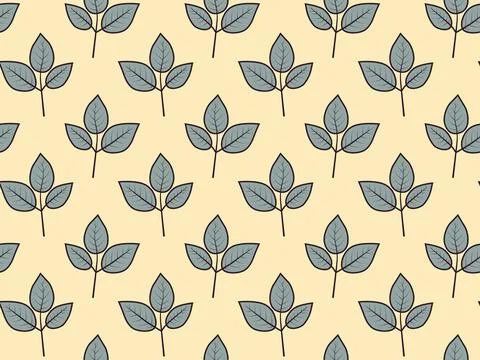 Hand drawn floral pattern vector design. Simple ornament with plant and leaf. Stock Illustration