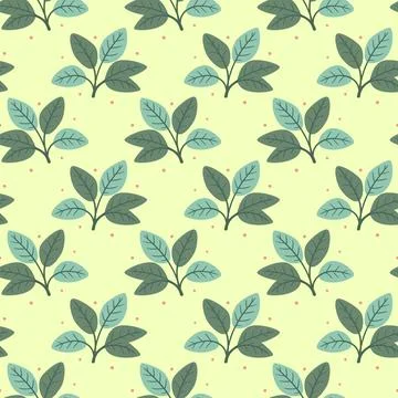 Hand drawn floral pattern vector design. Simple ornament with plant and leaf. Stock Illustration