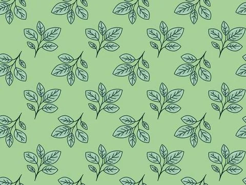Hand drawn floral pattern vector design. Simple ornament with plant and leaf. Stock Illustration