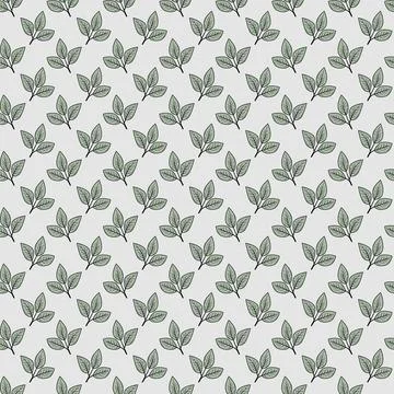 Hand drawn floral pattern vector design. Simple ornament with plant and leaf. Stock Illustration