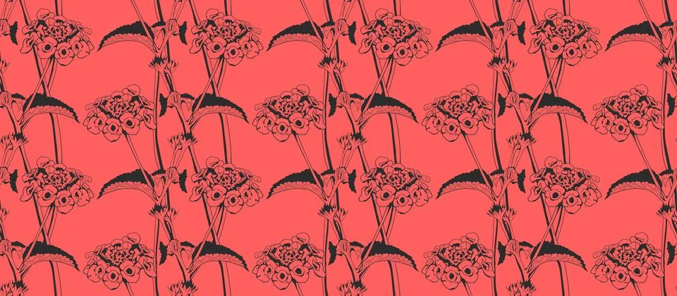 Hand drawn floral pattern vector design. Flower drawing simple ornament. 스톡 일러스트