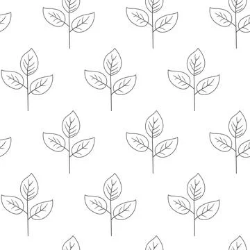 Hand drawn floral pattern vector design. Simple ornament with plant and leaf. Illustrazione stock
