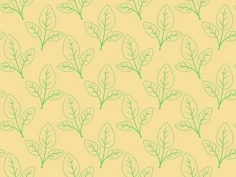 Hand drawn floral pattern vector design. Simple ornament with plant and leaf. Illustrazione stock