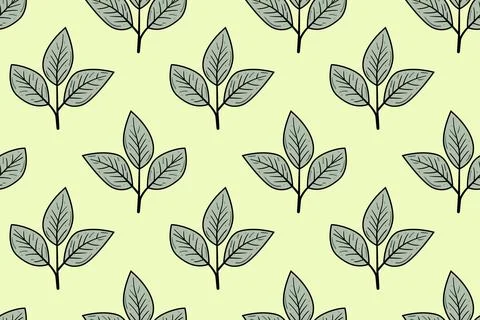 Hand drawn floral pattern vector design. Simple ornament with plant and leaf. Illustrazione stock