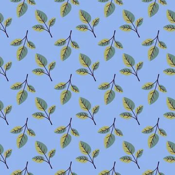 Hand drawn floral pattern vector design. Simple ornament with plant and leaf. Stock Illustration