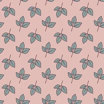 Hand drawn floral pattern vector design. Simple ornament with plant and leaf. Stock Illustration