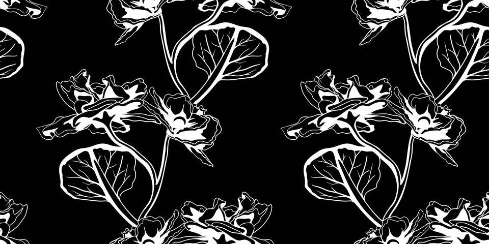 Hand drawn floral pattern vector design. Flower drawing simple ornament. Illustrazione stock