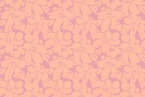 Hand drawn floral pattern vector design. Flower drawing simple ornament. Illustrazione stock