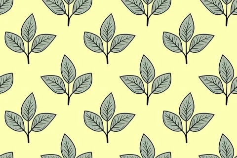 Hand drawn floral pattern vector design. Simple ornament with plant and leaf. イラスト素材