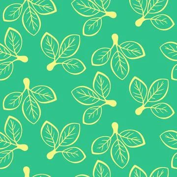 Hand drawn floral pattern vector design. Simple ornament with plant and leaf. イラスト素材