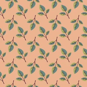 Hand drawn floral pattern vector design. Simple ornament with plant and leaf. Illustrazione stock