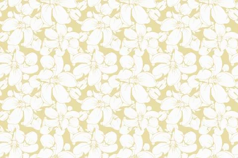 Hand drawn floral pattern vector design. Flower drawing simple ornament. Stock Illustration