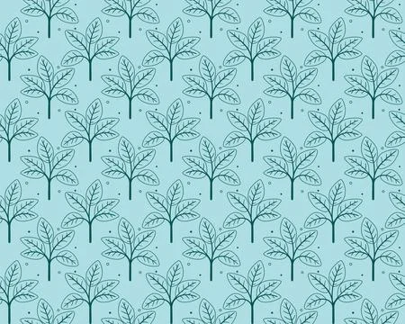 Hand drawn floral pattern vector design. Simple ornament with plant and leaf. イラスト素材