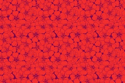 Hand drawn floral pattern vector design. Flower drawing simple ornament. Illustrazione stock