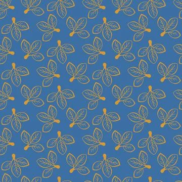 Hand drawn floral pattern vector design. Simple ornament with plant and leaf. Illustrazione stock