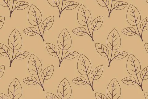 Hand drawn floral pattern vector design. Simple ornament with plant and leaf. Illustrazione stock