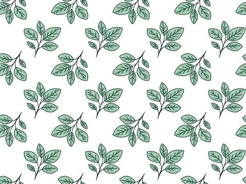 Hand drawn floral pattern vector design. Simple ornament with plant and leaf. Illustrazione stock