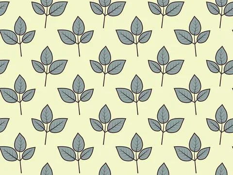 Hand drawn floral pattern vector design. Simple ornament with plant and leaf. Stock Illustration